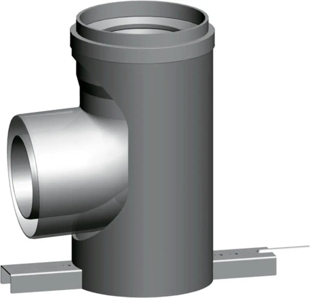 Konzentrischer Stützbogen mit Auflageschiene, geeignet für Rohrverbindungen, in Grau. Produkt von Wolf, kompatibel mit DN110/160 Rohren.